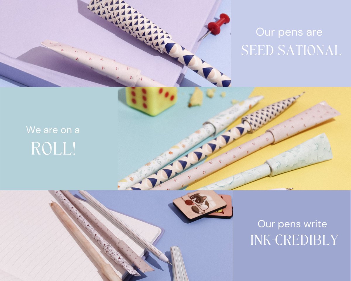 Each Syahi pen is handcrafted by rolling upcycled paper. Its smooth-writing ballpoint tip delivers an Ink-credible writing experience.
And with a seed at the rear end of the pens, Syahi is the ‘seed’ of the hour. Once you switch to Syahi pens, we promise it will grow on you!