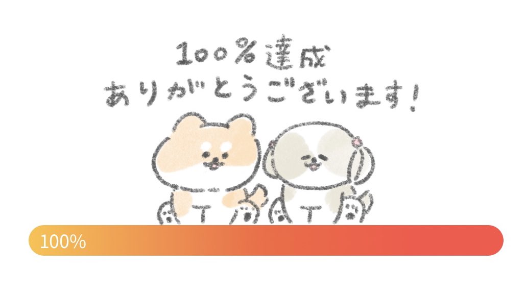 なななんと…100%達成…とのこと…
ふわふわの柴犬さんが実現決定です…!!😭
みなさん…本当にありがとうございます😭 