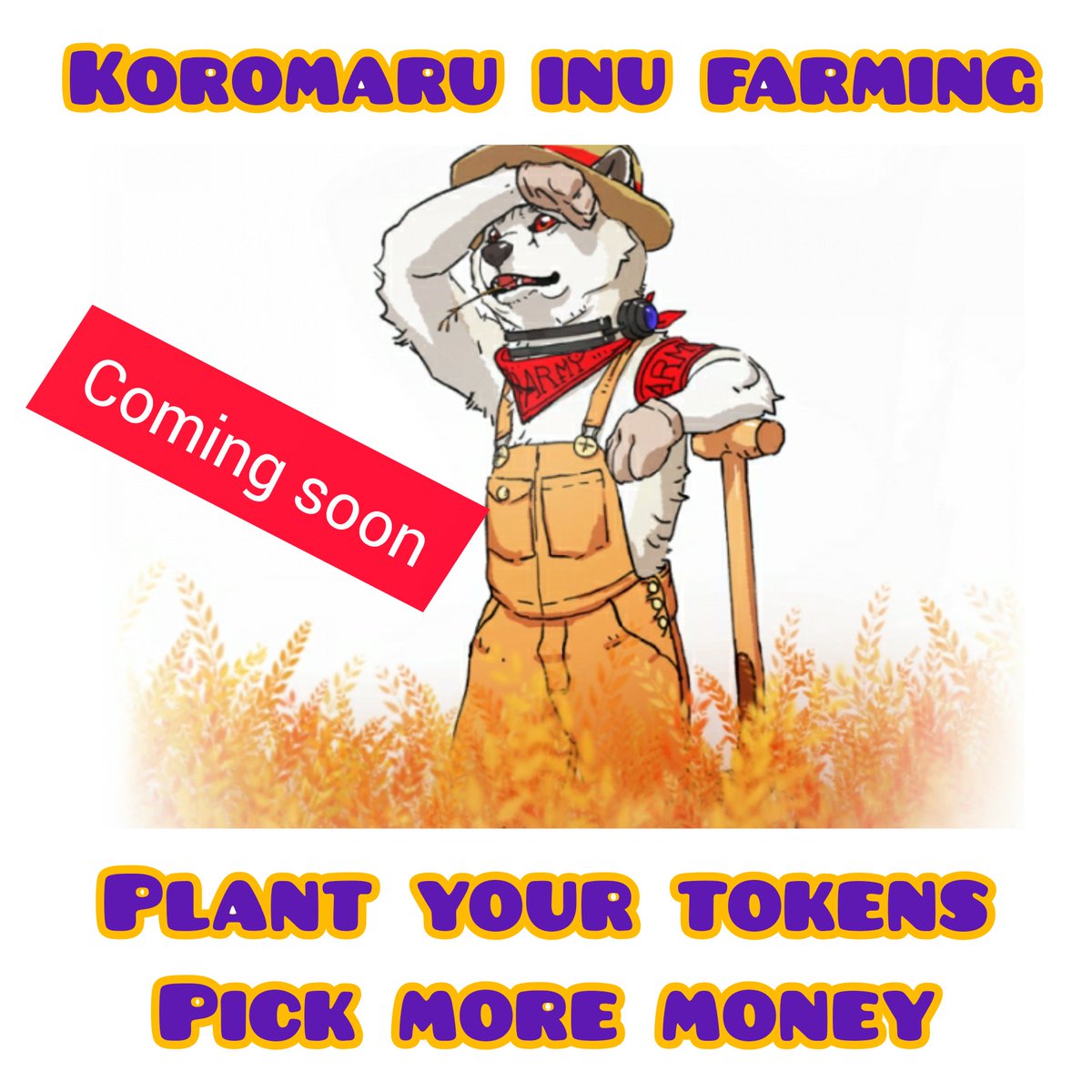 Koromaru inu farming is coming. Plant your tokens pick money every day😱😱😱🤩🤩🤩🤑🤑🤑🤑
#koromaruinu 
<a href="/KoromaruInu/">PepeMaru</a> 
#farming 
#gaming 
#NFTGame 
@CryptoNecroman