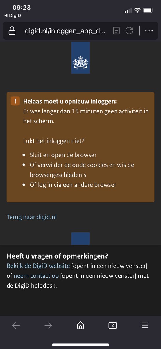 dortland's tweet photo. Ik krijg op elk scherm en elk apparaat en elke browser deze melding @DigiDwebcare https://t.co/Qx6spCoNxh