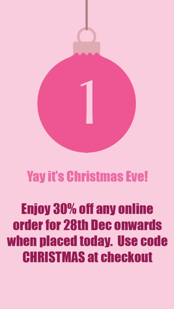 For our last countdown to Christmas offer we have a whopping 30% any online orders. The offer is for orders from 28th Dec 🙌

Use the code CHRISTMAS at checkout to add the discount 🤶🏻
