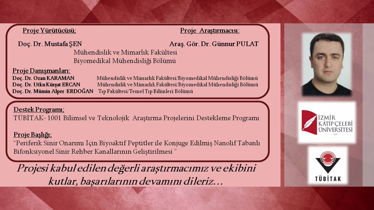 TÜBİTAK- 1001 Bilimsel ve Teknolojik  Araştırma Projelerini Destekleme Programı kapsamında projesi kabul edilen değerli araştırmacımız Doç. Dr. Mustafa ŞEN hocamızı tebrik eder, başarılarının devamını dileriz.