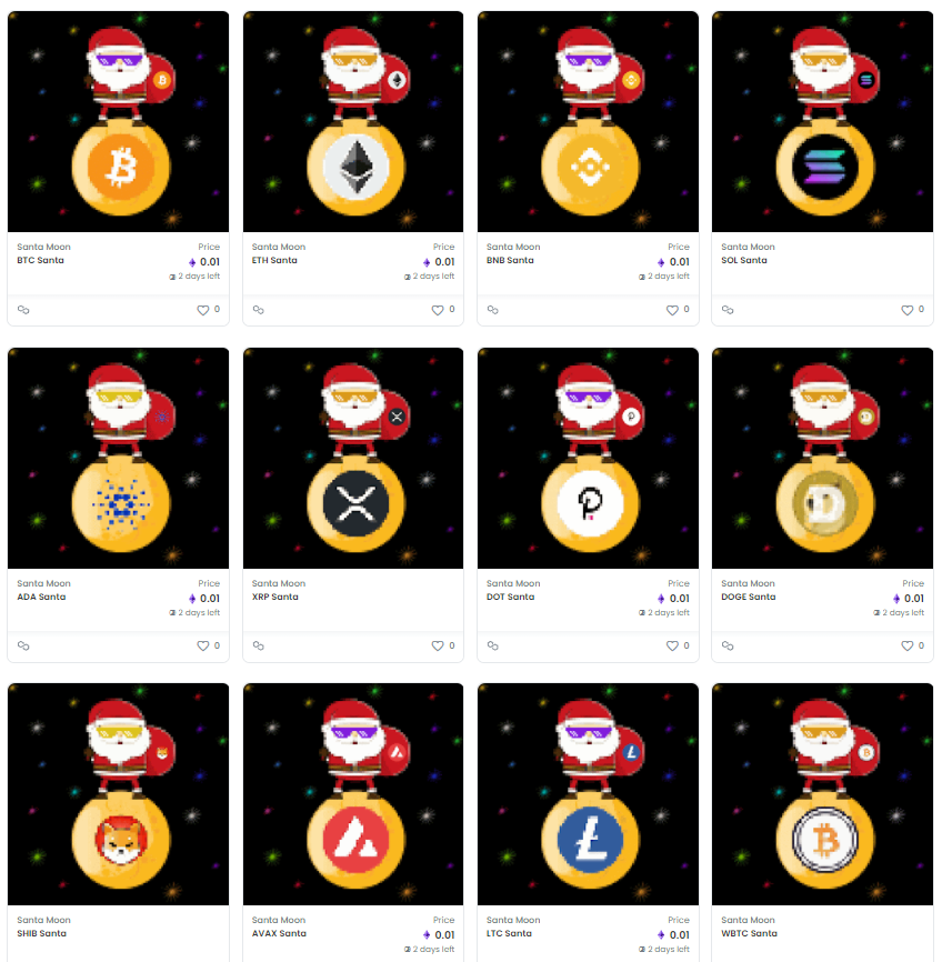 HEY FRIENDS, SALES END IN 2⃣ DAY!!! 🎅🌖
opensea.io/collection/san…
Visit the collection and grab your favorite to celebrate Christmas Eve with all the #NFT fellows 🥳

#santamoon #santamoonNFT #NFTCommunity #NFTcollections #nftcollectors #NFTs