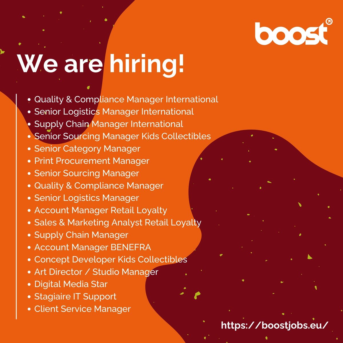 🎄Why not give a yourself a present this year in the shape of a new role within Boost Group? 🎁
We have a mixture of exciting job opportunities available at our company. Follow the link below and apply online: boostjobs.eu
