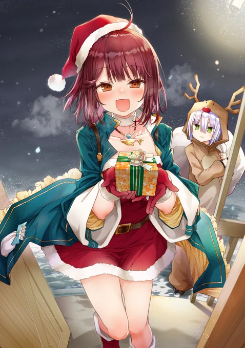 雪の降る夜、知人の家に贈り物を届けて回るソフィーちゃん🎄🎁 