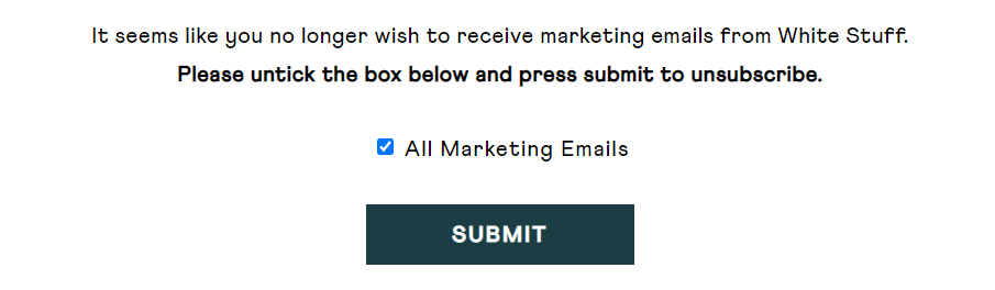 thelonningsguy's tweet image. White Stuff have been drowning me in emails so I decided to unsubscribe. But they make it as difficult/ambiguous as possible to make sure I can&apos;t do it! Question: Do I tick the box or untick it??!#spam #prdisasters