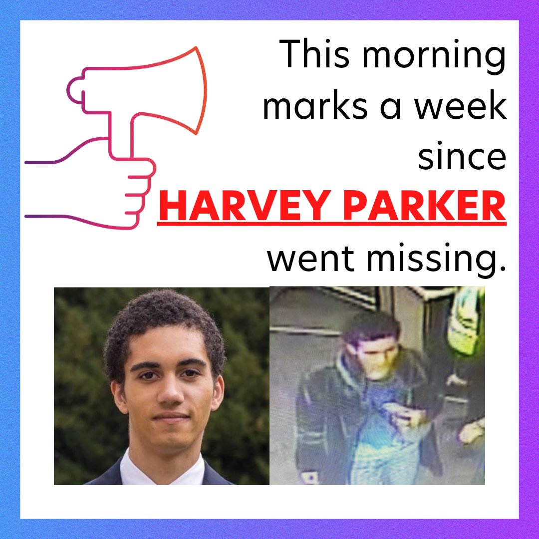 studentpride's tweet photo. The appeal regarding #HarveyParker's disappearance is still ongoing 1 week later
If you have any information which may help #FindHarvey do not hesitate to contact police quoting Ref 21MIS039522 Call 101 or Tweet @MetCC with CAD 3134/18DEC21
We hope to hear of his safe return soon https://t.co/J0jceNdefb