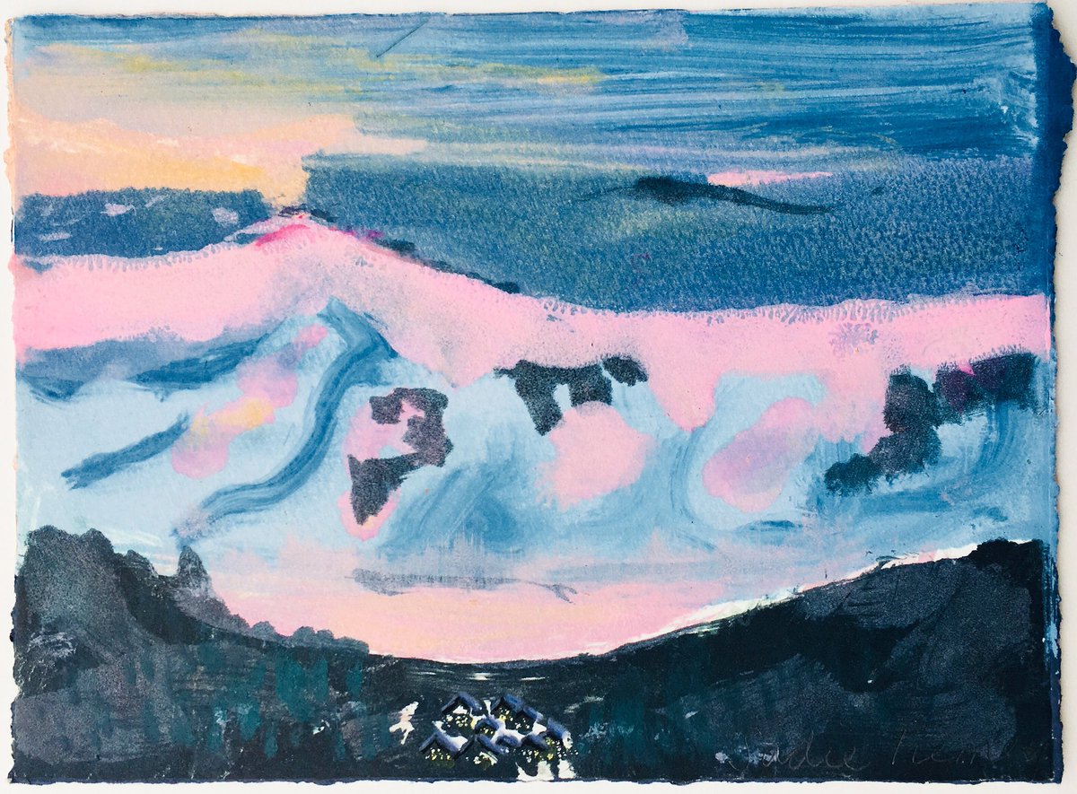 Happy Holidays to collectors, gallerists & friends far and near - heartfelt thanks for the support ❤️ This piece, hand painted & sent to a very special collector and friend. #sadietierney #montagne #mountains #alps #artcollector #paintingonpaper #contemporaryart