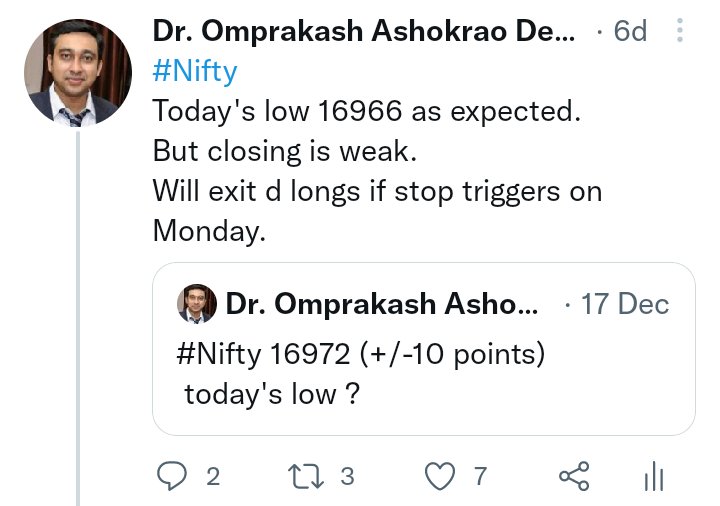 dromdeshmukh77's tweet photo. #Nifty #DayLow set-up.
3rd time in a row, able to predict day low accurately.
From day low we r up 150 points approx.
Yaar ek dialogue to banta hai..😅
✅ Bol diya to bol diya 😅😃
No ego
#JustForFun https://t.co/XYnmd2Pzga