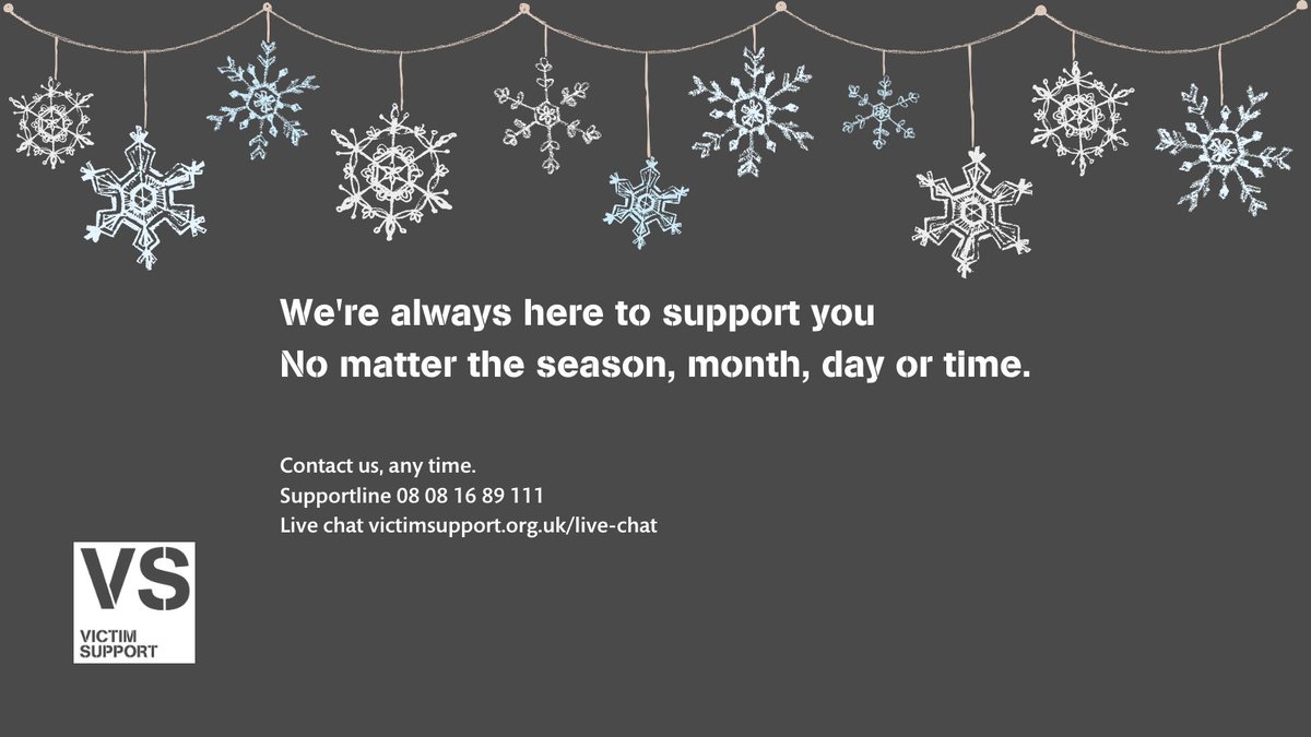VS_WestYorks's tweet photo. Crime doesn’t stop at #Christmas, which is why our Supportline is open around the
clock this festive season. Don’t suffer in silence - contact us for confidential and
free support.
📞 08 08 16 89 111
💻 https://t.co/HozdMQ2Dm6
#XmasHelp #HelpAtChristmas #VictimSupport https://t.co/7AGHASxVEc