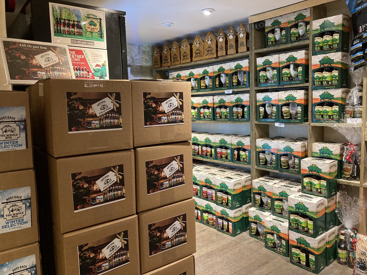 HogsBackBrewery's tweet photo. Shopโs fully stocked with gift packs and beer perfect for Christmas Day. Swing by now until 4.30pm! #christmasbeer #HogsBackBrewery #RealAle #CraftBeer https://t.co/Y0J0ZSxh9J