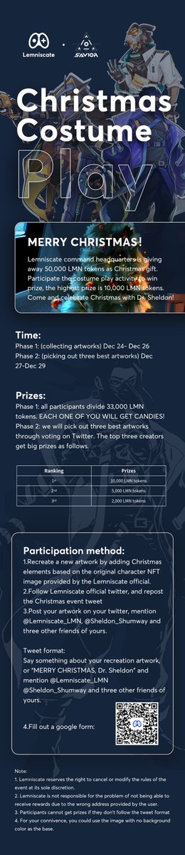 Lemniscate_LMN's tweet photo. #Merry #Christmas! 

Dr.Sheldon invites you to celebrate Christmas together! #Lemniscate command headquarters is giving away 50,000 candies, the #highest prize is 10,000! Go to Dr.Sheldon and find images for more creation space. 

#Candy #Airdrop #Lemniscate #Savior #GameFi https://t.co/2oaN8Buohm