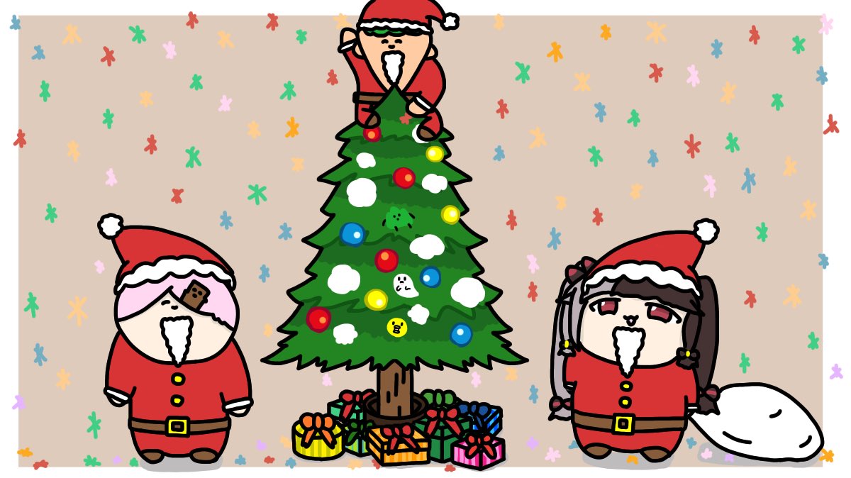 christmas tree santa hat hat christmas santa costume pink hair fake facial hair  illustration images