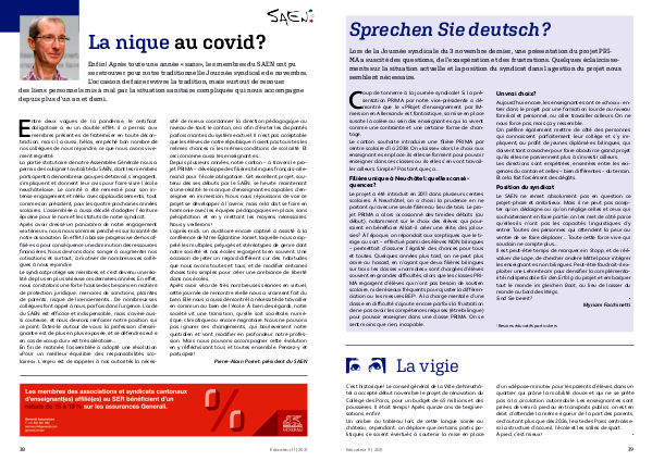 SAEN_Officiel's tweet photo. En cette veille de Noël, parution des pages neuchâteloises de l’Educateur 11/2021 https://t.co/GiOsuhr472  
La nique au covid ?
Sprechen Sie deutsch ?
La vigie : Collège des Parcs - Épilogue
#SAEN #Neuchatel https://t.co/aV4BkTjyKO