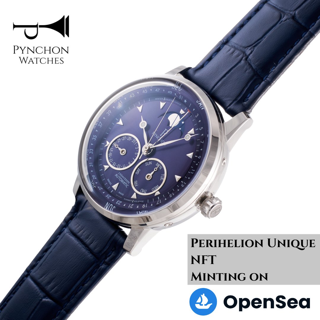 PynchonWatches's tweet photo. Open Sea is the world's first and largest NFT marketplace. It is a peer-to-peer marketplace for NFTs, rare digital, real items and crypto collectibles.

Buy the unique Perihelion 1 out of 1 NFT, and redeem full ownership of the real working timepiece on @opensea now! 
#NFTs https://t.co/YQDOuaOZ12