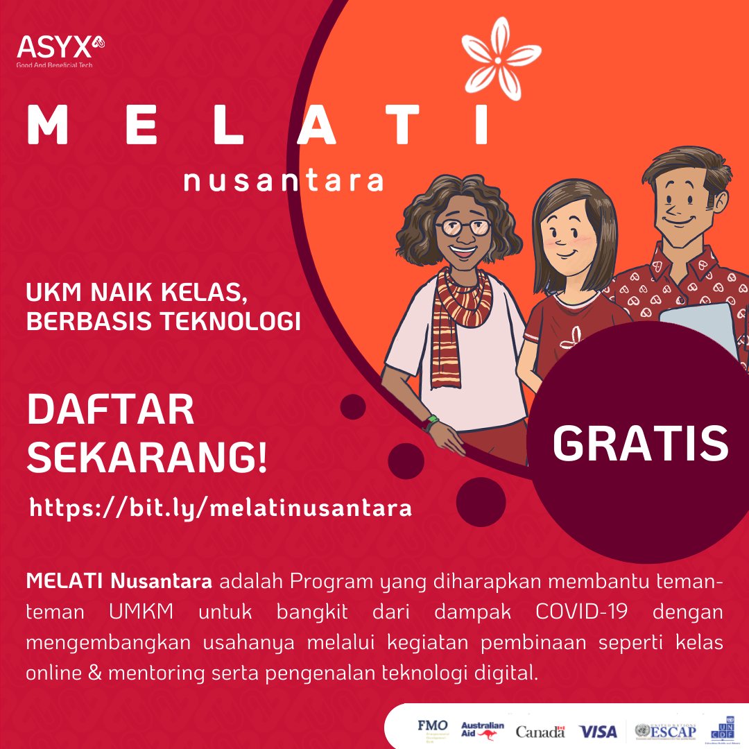 temanMELATI's tweet photo. Teman-teman yang buka usaha atau mau usahanya naik kelas, tapi bingung mau mulai darimana? Sekarang hadir program MELATI Nusantara loh!

Yuk, langsung daftar ke sini: https://t.co/so5tIrmkgR https://t.co/g0XvYtwtdm