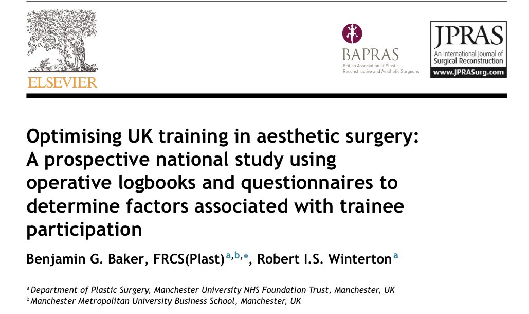 Benjamin Baker (@plasticsurguk) on Twitter photo Delighted to have our study, making recommendations for UK #aestheticsurgery training, published in <a href="/JPRASurg/">@JPRAS</a>. The challenge is now how we implement them! Thanks to <a href="/rob_winterton/">Rob Winterton</a>.
<a href="/PLASTAUK/">PLASTA</a> <a href="/BAAPSOffice/">BAAPS Office</a> <a href="/BAPRASvoice/">BAPRASvoice</a>
#plasticsurgery #surgicaltraining
authors.elsevier.com/a/1eIOd6Dcgaue… Delighted to have our study, making recommendations for UK #aestheticsurgery training, published in <a href="/JPRASurg/">@JPRAS</a>. The challenge is now how we implement them! Thanks to <a href="/rob_winterton/">Rob Winterton</a>.
<a href="/PLASTAUK/">PLASTA</a> <a href="/BAAPSOffice/">BAAPS Office</a> <a href="/BAPRASvoice/">BAPRASvoice</a>
#plasticsurgery #surgicaltraining
authors.elsevier.com/a/1eIOd6Dcgaue…