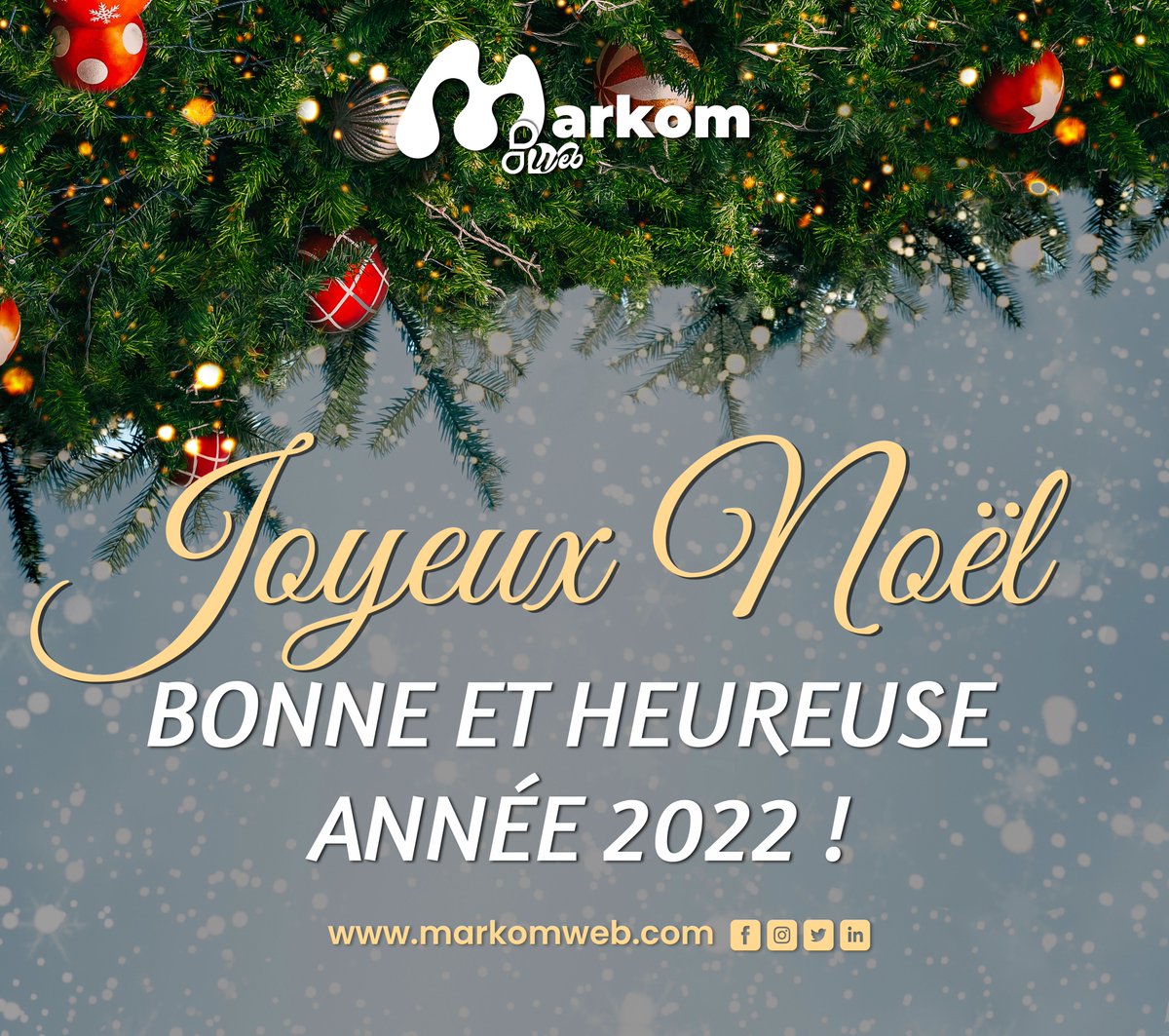 markom_web's tweet photo. Joyeux Noël ! 🎅🏻🎄
Bonne et heureuse année 2022. Merci pour votre confiance.  🤩🎊
#HappyHolidays #JoyeusesFêtes #happynewyear2022 #Christmas https://t.co/R2MMKoIEC2