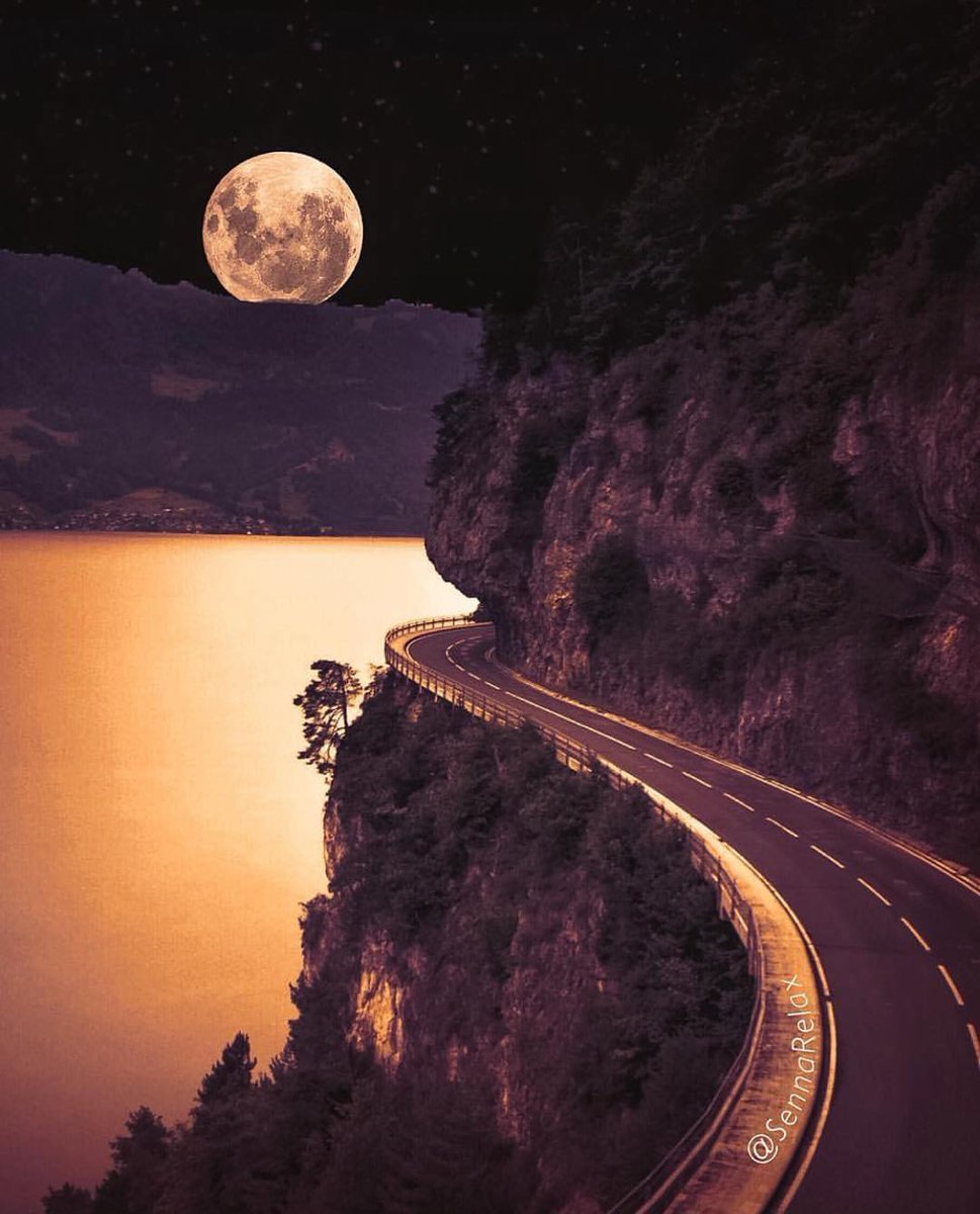 stevewang90's tweet photo. The full moon on the crooked night road https://t.co/CJIREIWkW9