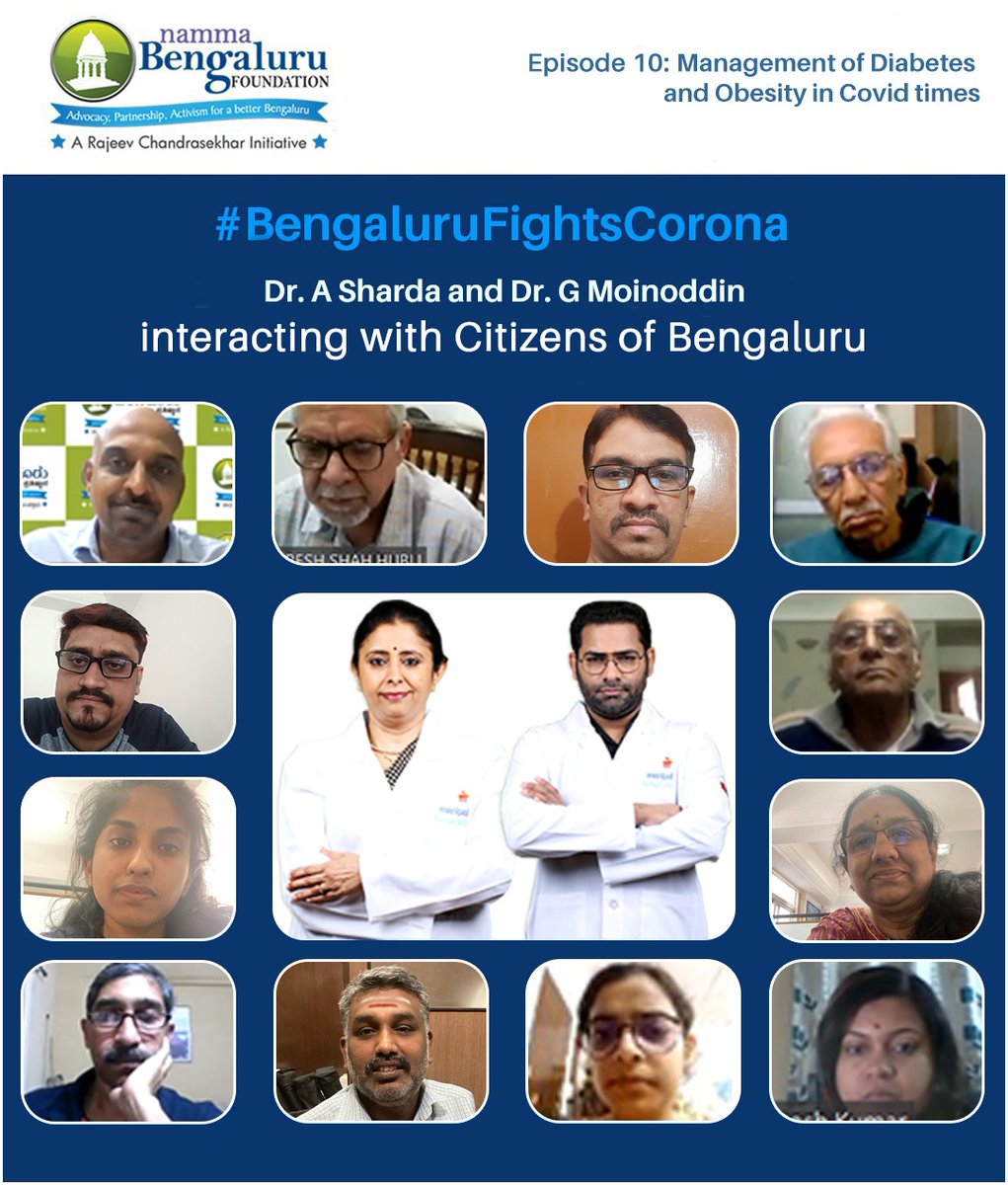 Thank You Dr. Sharda and Dr. Moinoddin for interacting with Citizens of Bengaluru in a discussion on Management of Diabetes and Obesity. 
#BengaluruFightsCorona #IndiaFightsCorona #PreventDiabetes #PreventObesity @ManipalHealth
