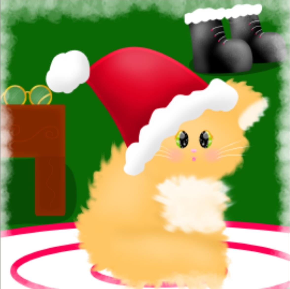MySweetartLife's tweet photo. Santa for Day 24 😸🌸❤ She's based off my one cat called Cheesecake  ❤
#adventcatlendar2021 by @everything_a_cat 
(I apologize for the blur. Ibis Paint crashed right at the very end, saying there's a damaged file. Tried 4 times to recover it. At least I still had the thumbnail) https://t.co/Gl22gnLEE9