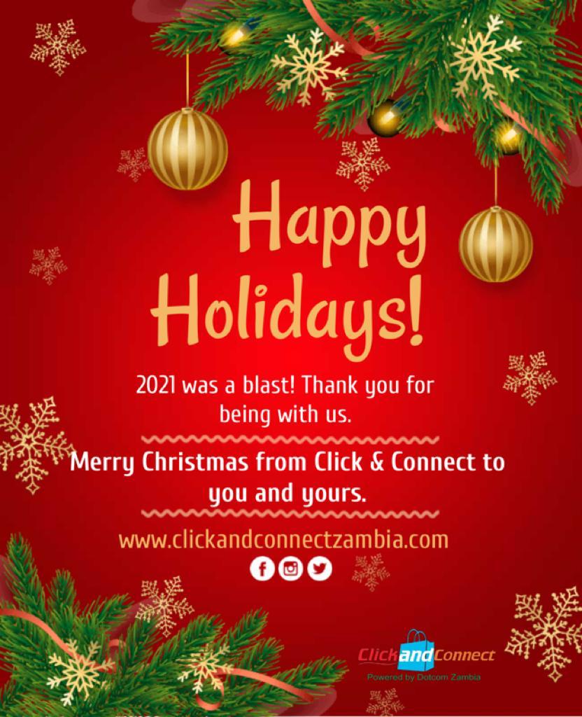 CConnectzambia's tweet photo. To our valued customers,

We’d like to extend a heartfelt thank you to all of you for your support. Thank you for letting us be of service to you for the past two years. We Thank you for choosing us and we wish you a wonderful holiday season and happy new year! Stay Safe😍 https://t.co/NZOEupy1tm