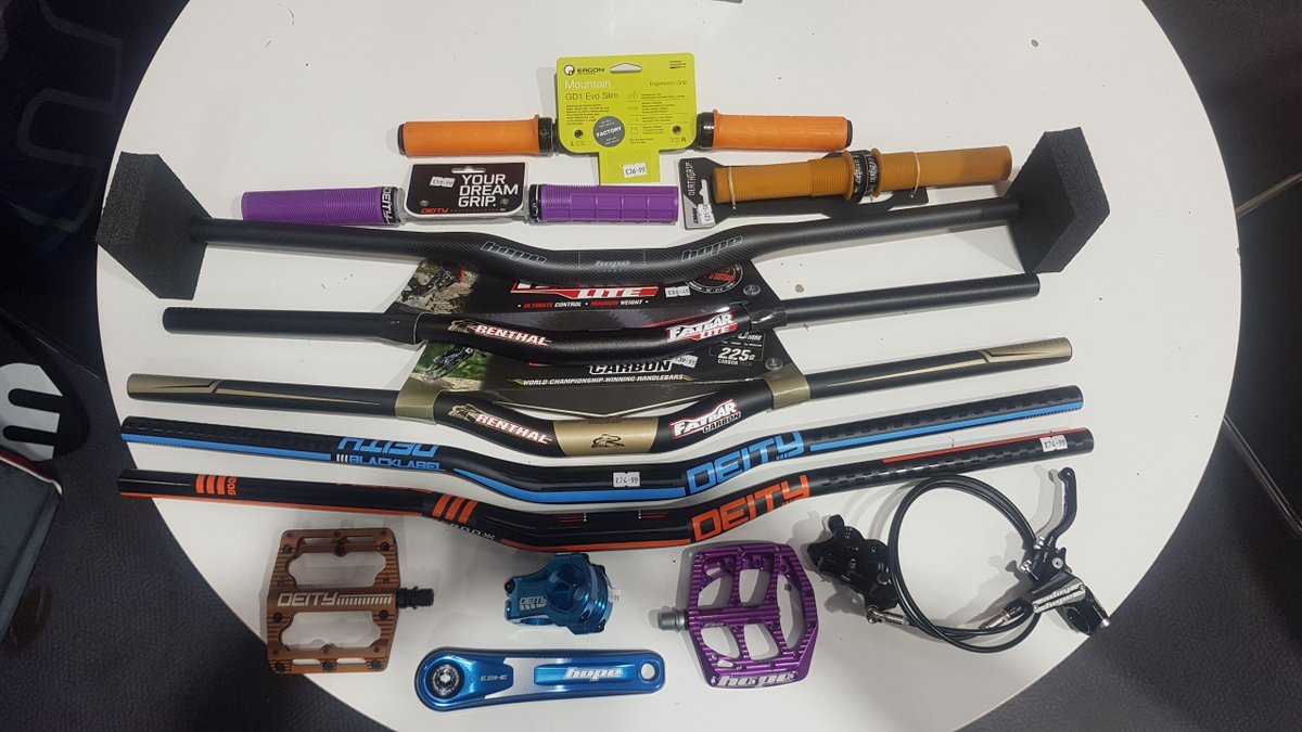 jccookcycles's tweet photo. Looking for last minute ideas here is just a selection we have in store, from grips, handlebars, lights to group sets, tyres and Bosch ebike upgrades. Come in and check them out open until 2pm today. https://t.co/zwK9dRX2mW