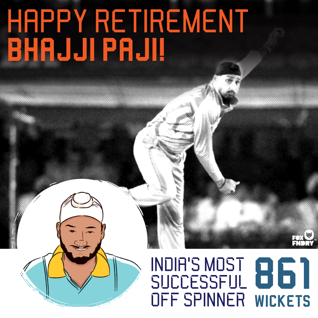fox_foundry's tweet photo. From the narrow lanes of Jalandhar to being Team India's 'Turbanator - Thank you Bhajji for 23-year-long career and innumerous memories. 

#Bhajji #BhajjiRetires #HarbhajanSingh #India #FoxFoundry #Cricket https://t.co/DvAkcLub0L