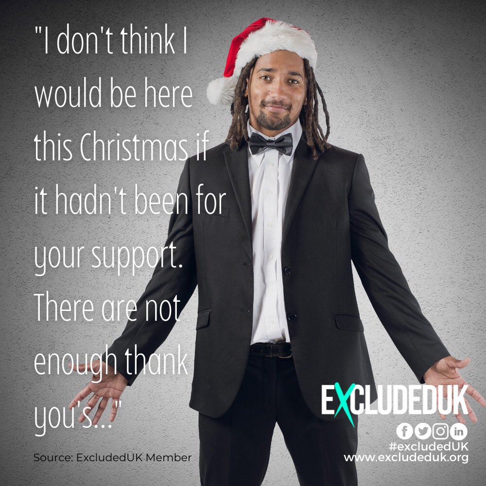 A real quote from an #ExcludedUK member
PLEASE HELP! 
#ExcludedUK are sending food vouchers to our most vulnerable members for Christmas.
Please help us to help them by donating to our Boost! Grant Scheme here: 

justgiving.com/crowdfunding/e…