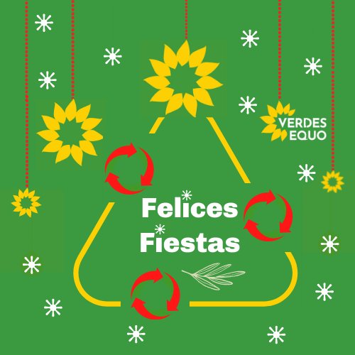 PartidoVerde_es's tweet photo. Os deseamos unas ¡Felices Fiestas!, verdes 🌻, sostenibles ♻️, solidarias 🤝, feministas 💜, inclusivas 👩🦽, diversas 🏳️🌈 y respetuosas con las personas 🧑🤝🧑, los animales 🐄🐖 y el planeta 🌍 ¡Feliz #Naviverde! 💚🎄 https://t.co/fDC5btRpNj