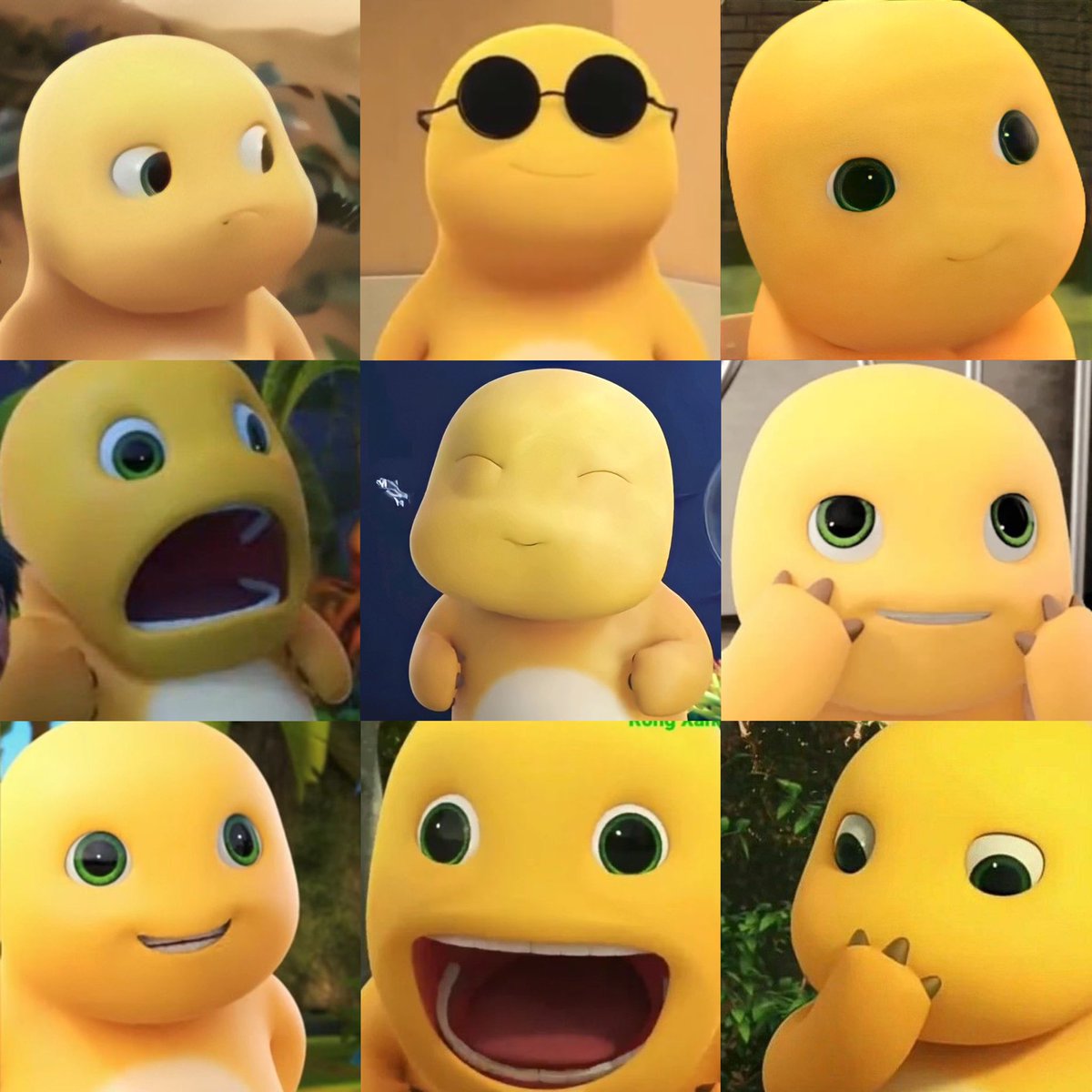 scarletmark's tweet photo. mark lee as chubby yellow dinosaur! https://t.co/efkFkRbEh1