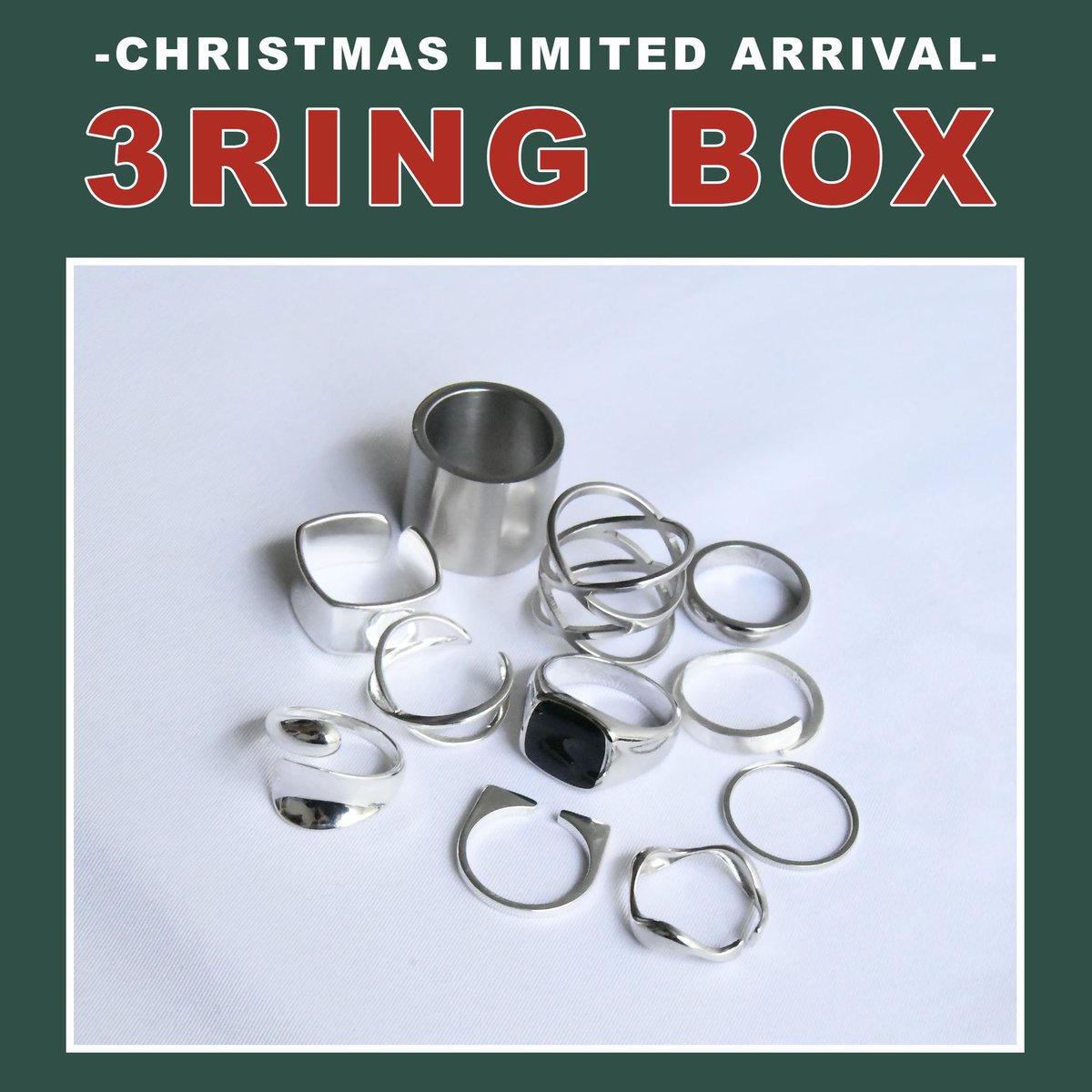 ciw_usedshop's tweet photo. 《🎅🏻クリスマス限定リングBOX🎅🏻》

独り身のCIWサンタが贈る皆様へのクリスマス🎁🎄💍

大人気のCIWアクセ◎
【3点入って¥8900-】と破格すぎ🌋
・合計1万5千円~2万円相当のリング
・さらに1着プレゼント🎁💓

合計4点の激ヤバBOX🎉
本日22時より😤🔥

https://t.co/ioMmrtqHSp https://t.co/pDofMhMkv1