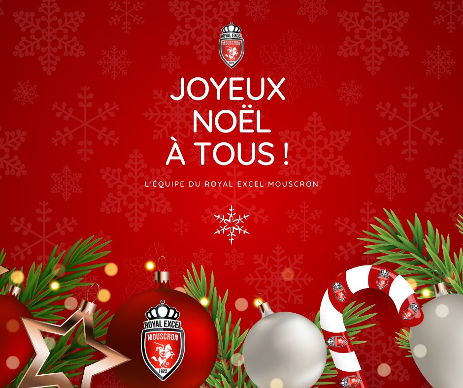 ExcelMouscron's tweet photo. [📣] Les services administratifs du Royal Excel Mouscron seront fermés à compter de ce vendredi 24 décembre et jusqu'au dimanche 2 janvier inclus. 

Toute l’équipe du Royal Excel Mouscron vous souhaite un joyeux Noël et un belle fin d’année ! 🎄🎁🎆 https://t.co/qzupvrX7sm
