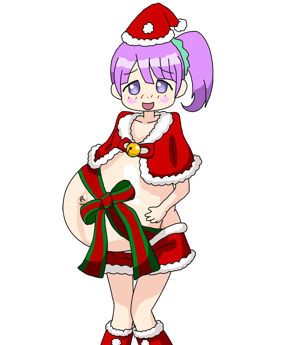 pregnon1122's tweet photo. 今年もミニスカへそ出しサンタコス真中のんママが来たよ
パンパンなまん丸お腹にリボンを巻いてちょっと恥ずかしそう
お腹がプレゼント？いやお腹の中の三つ子ちゃんがプレゼントなんだって
最高のプレゼントだね！
#プリパラ
#真中のん
#妊婦
#pregnant https://t.co/Mu1z1QhCwX