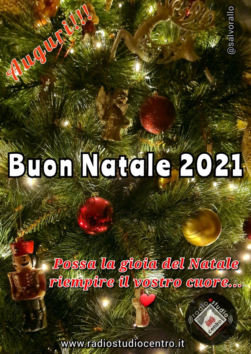 StudioCentro_FM's tweet photo. Possa la gioia del Natale riempire il vostro cuore... โค
Tantissimi auguri di Buon Natale per voi e le vostre famiglie!
๐
๐๐
#Natale #buonnatale #buonnatale2021 #auguri #radiostudiocentro #salvorallo https://t.co/AlkCUV0b15