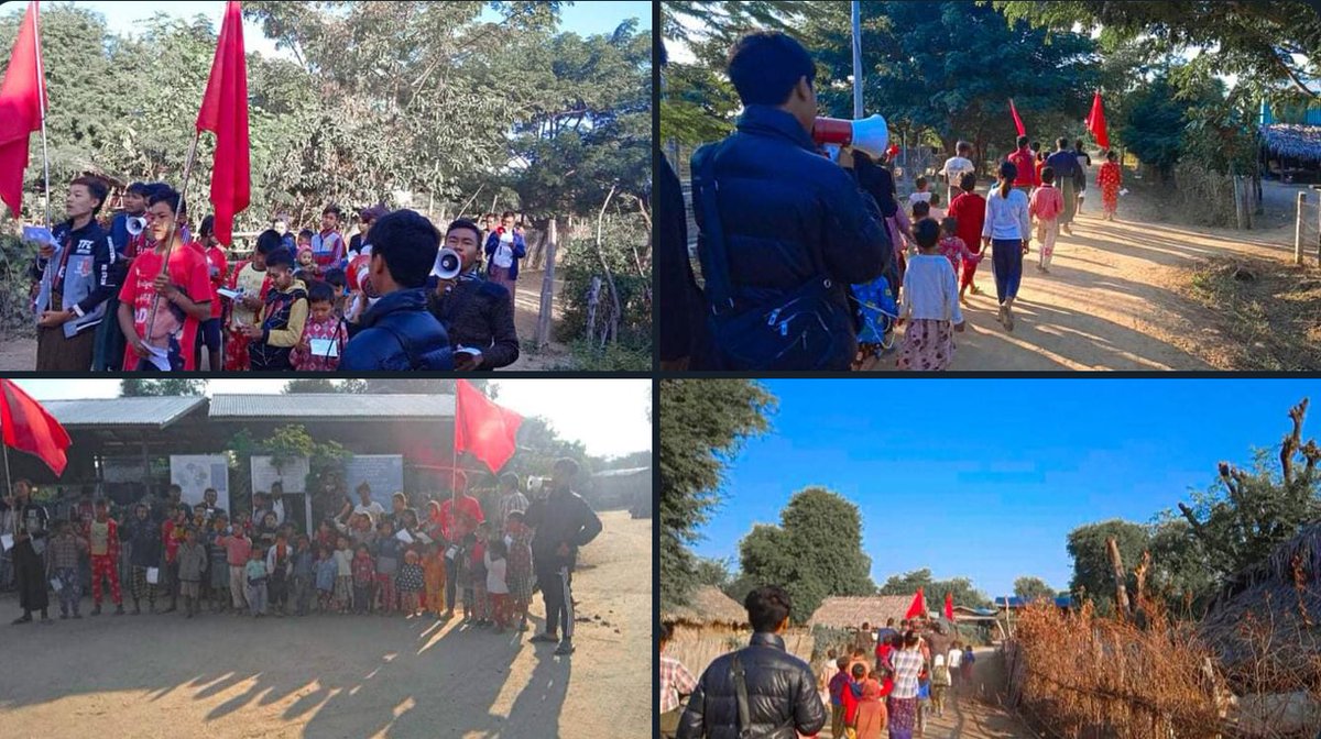 Guerilla styled protest against military dictatorship was demonstrated today by pro-democracy people in a Village, Debayin township.  #Australia_StopEngagingWithTerrorists #Dec24Coup #WhatsHappeningInMyanmar