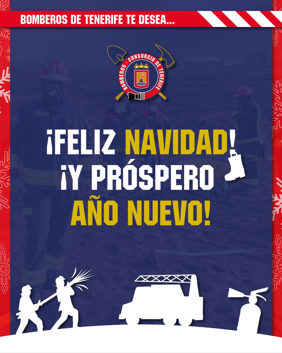 BomberosTf's tweet photo. Ha sido un año complicado, pero desde el Consorcio de #BomberosTF 🚒 queremos desearles FELICES FIESTAS 🎅🎄 y PRÓSPERO AÑO NUEVO 2022 🥂🎇. Disfruten de estas fechas con cabeza y tomando todas las precauciones necesarias. ¡Mejorar la situación está en manos de todos! 👩🏼‍🚒💪🏻 https://t.co/wphE1bLiqh