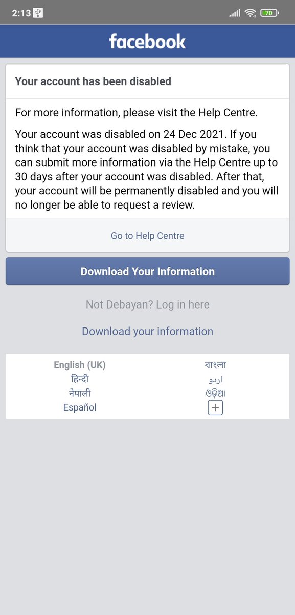 debayan143's tweet photo. #Facebook my facebook profile @debayan143 is the I'd is deleted @Meta @Facebook it was only 1 account I created worked for 12 years and made 1lakh + followers and you deleted it Sir it's was the only source of mine income I will die without it @PMOIndia #help https://t.co/Qz1RjJWYnS