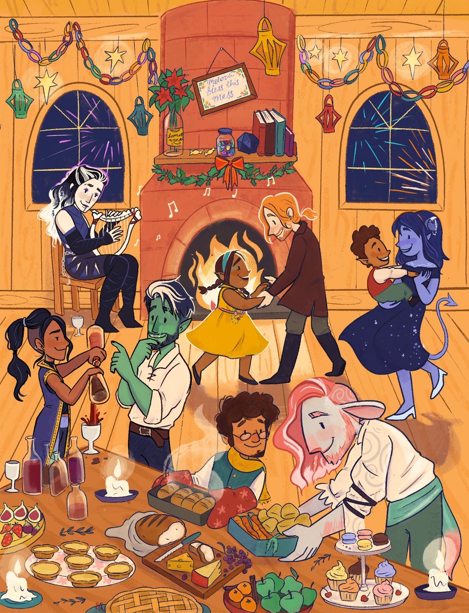 AmyLaneDraws's tweet photo. Merry Christmas Eve! Here's a throwback to my 2020 Critical Role piece for the Holiday Gallery! I can't believe this was a whole year ago.

#CriticalRole #CriticalRoleArt https://t.co/FRzC5HcSzB