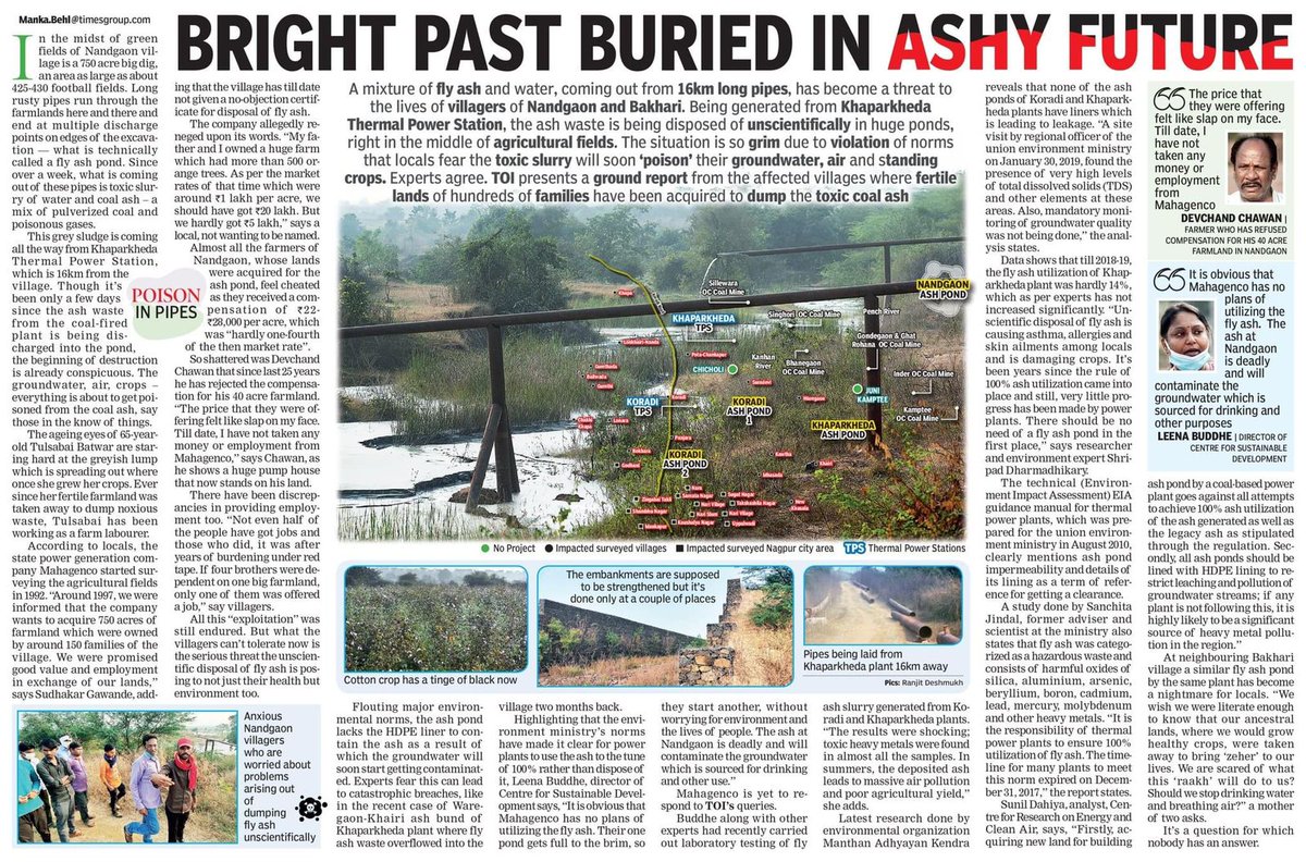 mankab091's tweet photo. #1 DIRTY PICTURE OF INDIA: Itās one thing to pledge for clean energy targets but quite another to avow how existing thermal power plants are endangering lives.
Residents of Nandgaon are living the beginning of destruction. Coal ash has started poisoning groundwater & air https://t.co/Isx7x7Tzlk