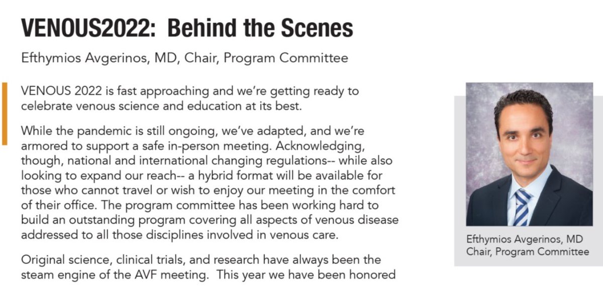 Efthymios “Makis” Avgerinos, MD, FACS, FEBVS (@makisavgerinos) on Twitter photo VENOUS2022: February 23-26, Orlando Florida
Featured in VEIN SPECIALIST by Steve Elias
“Don’t Come To The Annual Meeting If…”.
lnkd.in/dFPHzrHE
<a href="/DrSteveElias/">Dr. Steve Elias</a> <a href="/StonyBrookVein/">Antonios Gasparis,MD</a> <a href="/VenousForum/">American Venous Forum | AVF</a> VENOUS2022: February 23-26, Orlando Florida
Featured in VEIN SPECIALIST by Steve Elias
“Don’t Come To The Annual Meeting If…”.
lnkd.in/dFPHzrHE
<a href="/DrSteveElias/">Dr. Steve Elias</a> <a href="/StonyBrookVein/">Antonios Gasparis,MD</a> <a href="/VenousForum/">American Venous Forum | AVF</a>