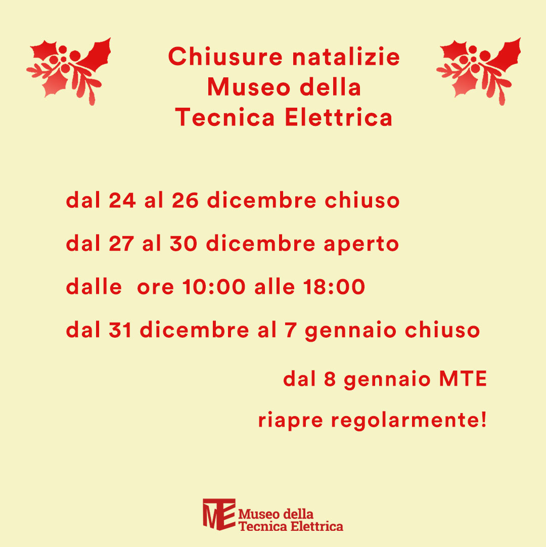MTEunipv's tweet photo. Chiusure natalizie del Museo della Tecnica Elettrica! https://t.co/MhFlJbKjzJ