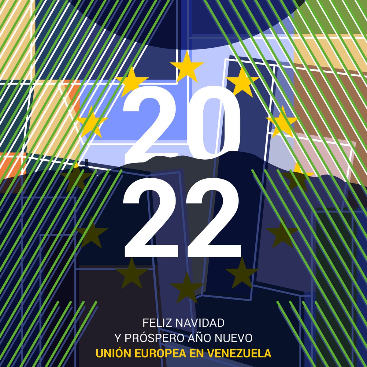 UEenVenezuela's tweet image. Desde la Delegación de la Unión Europea en Venezuela 🇪🇺🇻🇪, les deseamos a todos unas ¡Felices Fiestas y un Próspero Año 2022! Época de gratitud, paz, alegría y compartir.

#FelicesFiestas #StrongerTogether #UnitedInDistance #UEenVenezuela