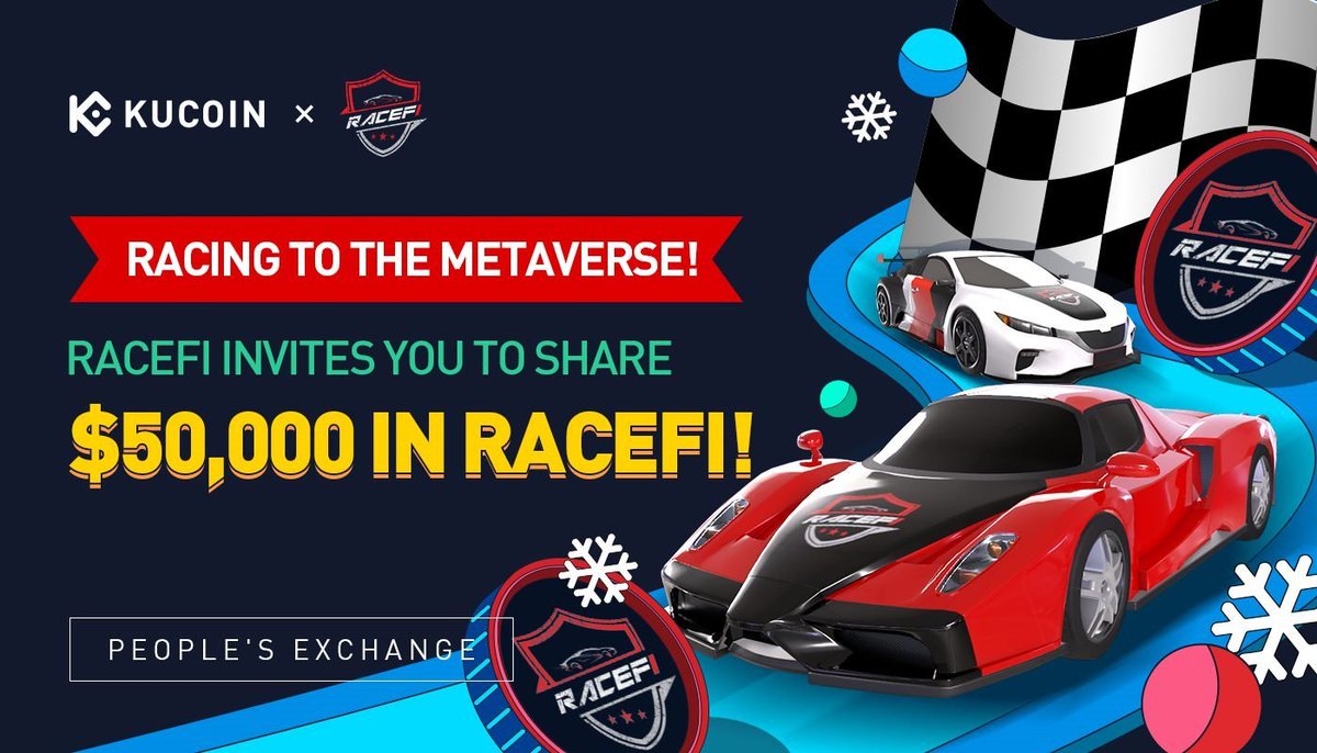 racefi_io's tweet photo. 🎊RACING TO THE METAVERSE WITH $50,000 ️🎊

📮 To celebrate $RaceFi being listed on @kucoincom  and the upcoming Christmas, we will be launching a campaign to give away a RACEFI reward pool worth $50,000 to qualified users.

📍Detail here: https://t.co/IFODGcnOc2 https://t.co/QRWXKvpmK7