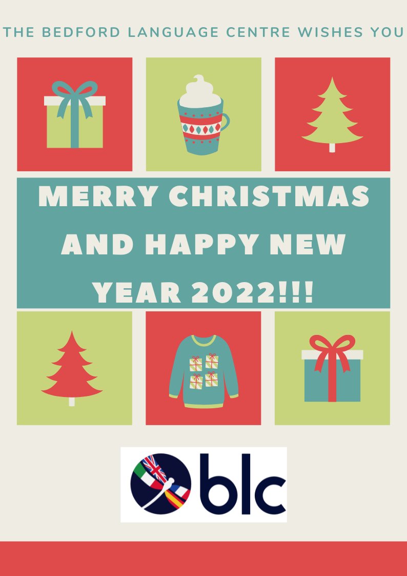 BedfordLanguage's tweet photo. As lessons have finished for 2021 we would like to wish tutors, students and friends all the best over the festive break.
Bedford Language Centre is back in the New Year with new language courses via zoom, cultural activities and social get togethers when possible. https://t.co/BNoFAS68yU