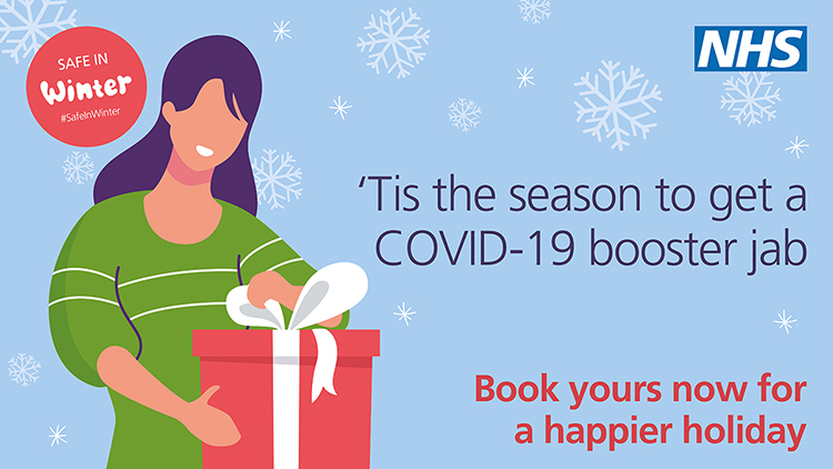 NHS_Bucks's tweet photo. Make it a happier festive season. Don't delay, book your COVID-19 booster jab now.
For more information and to book online, visit https://t.co/9dHpNnIqxA
#SafeInWinter #GetBoosted https://t.co/RBfbttyZhU