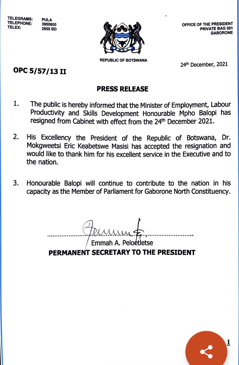 BWGovernment's tweet image. PRESS RELEASE