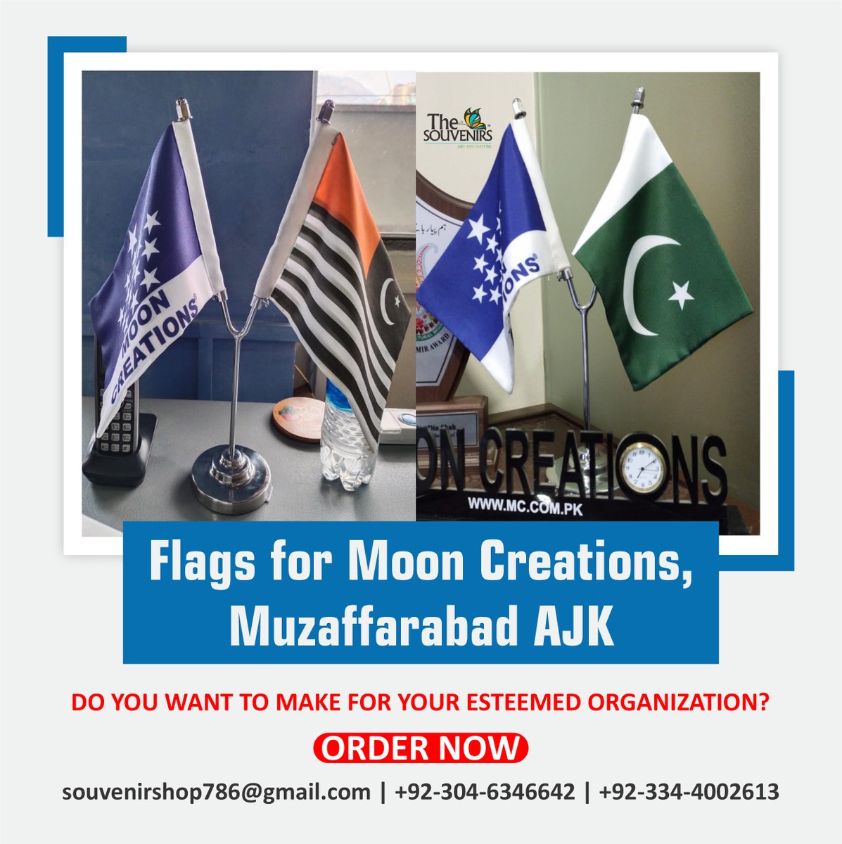 Souvenirs786's tweet image. we deal in all kinds of Flags
Customized Flags, Pakistani Flags, Organizational FLags, etc.
wa.me/message/MFMW62…
#CustomizedFlags #PakistaniFlag #flag #SouvenirShop786