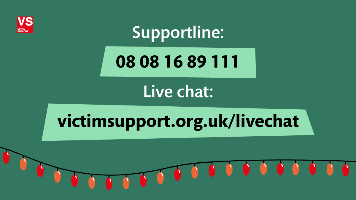 VictimSupport's tweet photo. No matter the season, day or time, we’re always here to support you.
Our Supportline and live chat are available 24/7, 365 days of the year.
We’re always open.
📞 08 08 16 89 111
💻 https://t.co/XyEpLOygur
#HelpAtChristmas #FestiveSupport https://t.co/UKNGhkzFJ6