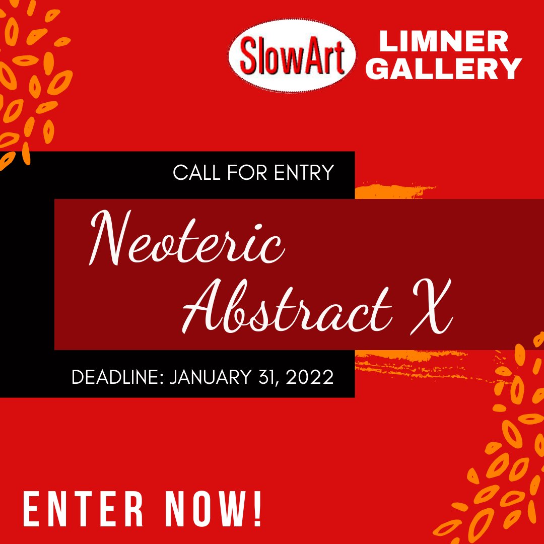 artcontests's tweet photo. SlowArt Productions / Limner Gallery - Neoteric Abstract X - Submit Now! There will be a $500 cash award presented to one artist. DEADLINE: January 31, 2022. https://t.co/biCwgbcxLR
#TheArtList #SlowArt #LimnerGallery #NeotericAbstractX https://t.co/UmSeDhXLx6